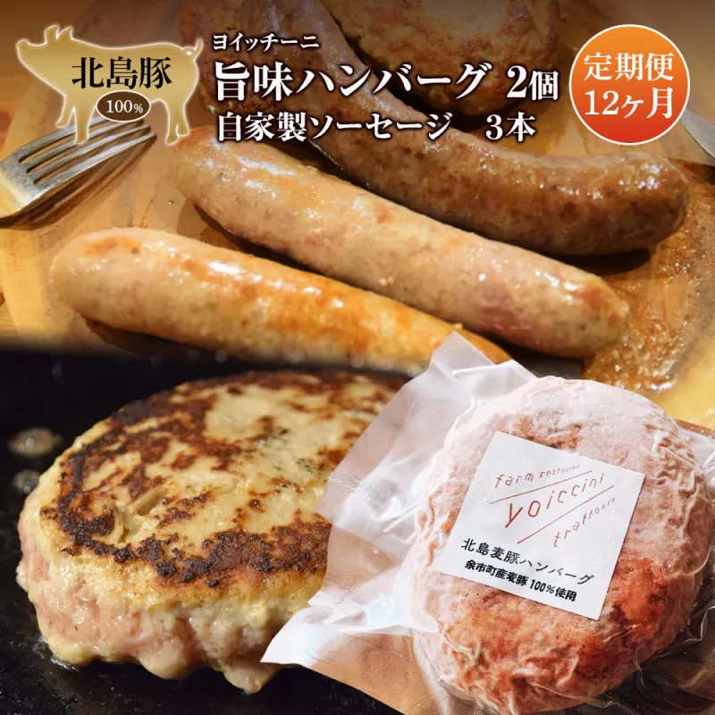 《ヨイッチーニ》旨味ハンバーグ・自家製ソーセージ定期便 全12回_Y020-0014