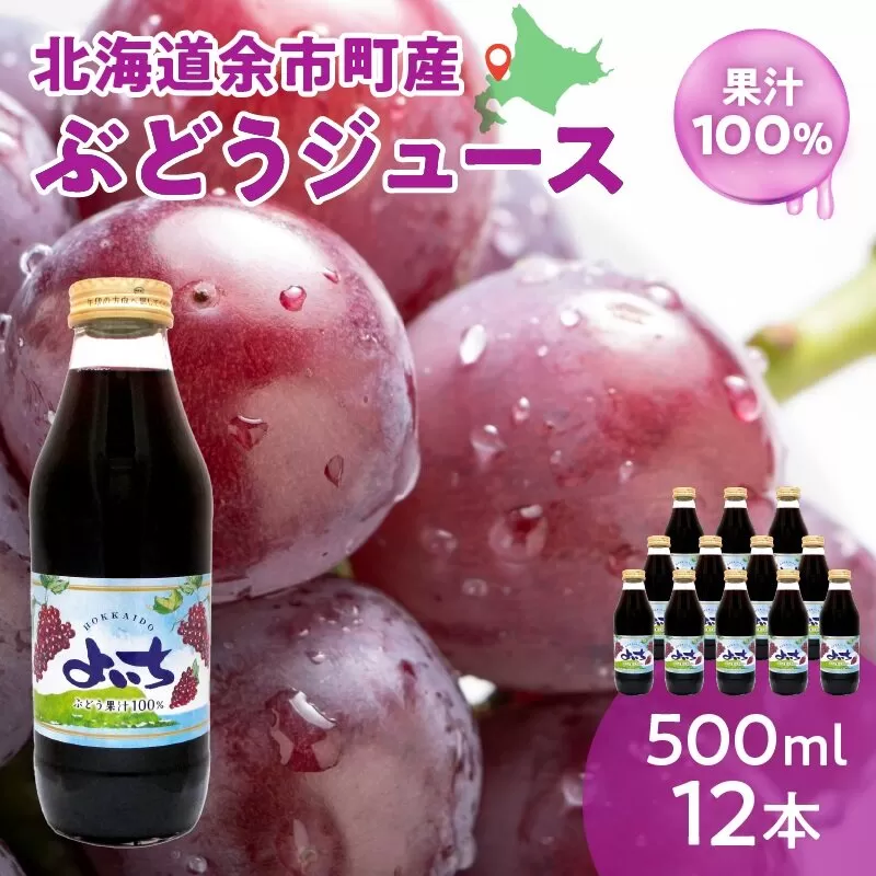 風味豊かな余市産ぶどう100％ジュース500ml×12本セット_Y018-0062