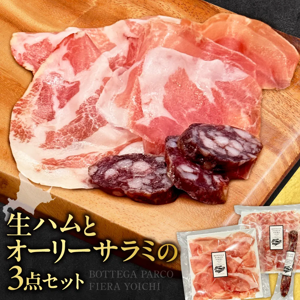BOTTEGA PARCOFIERA 生ハムとオーリーサラミの3点セット プロシュート コッパ オーリーサラミ 熟成スライス 食べ比べ ワインに合う_Y037-0362