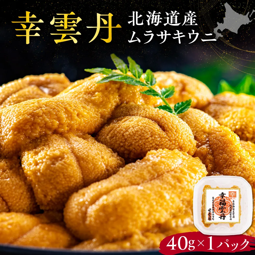 幸雲丹40g(ムラサキ 北海道産) 北海道産 ムラサキウニ 無添加 ミョウバン不使用 生うに熟成製法 熨斗対応_Y038-0155