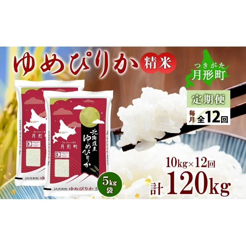 【令和7年産先行予約】北海道 定期便 12ヵ月連続12回 令和7年産 ゆめぴりか 5kg×2袋 特A 精米 米 白米 ご飯 お米 ごはん 国産 ブランド米 肉料理 ギフト 常温 お取り寄せ 産地直送 送料無料 
