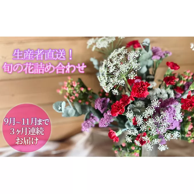 ＜2024年9月～11月まで3ヶ月連続お届け＞北海道 花 詰め合わせ 4品種 20本以上 切り花 切花 花束 ブーケ 季節 旬 生花 フラワー アレンジメント 記念日 産地直送 