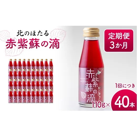 赤紫蘇の滴110g×40本 定期便 3か月 赤紫蘇 紫蘇ジュース しそ しそドリンク 北海道産 健康ドリンク しそジュース 赤しそ クエン酸 健康 美容 健康飲料 無添加風味 北のほたる 沼田町 北海道 n-0213