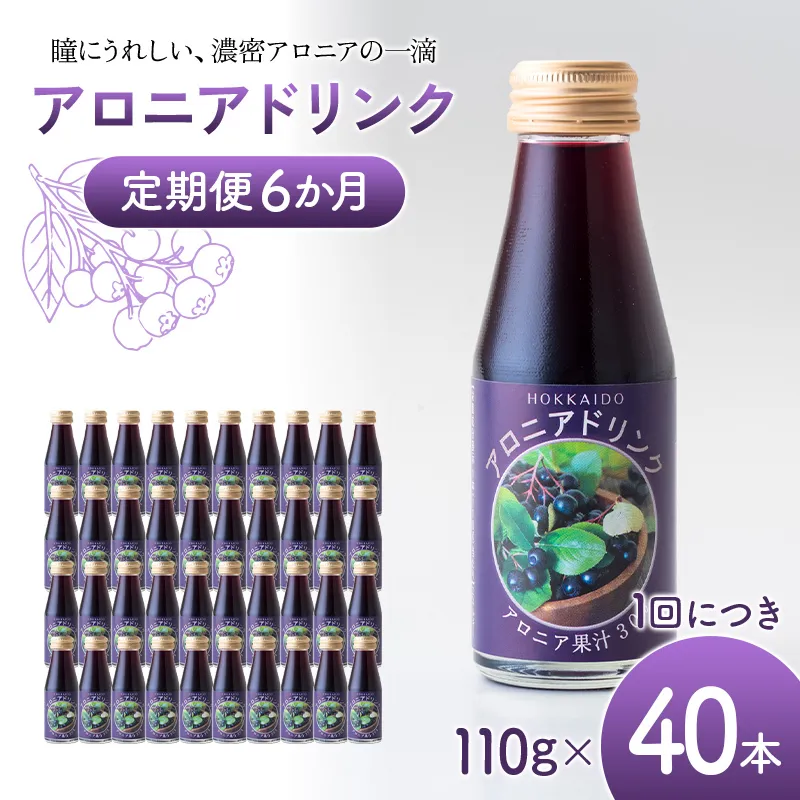 アロニアドリンク 果汁30％ 110g×40本 定期便 6か月 アロニア ドリンク アロニアジュース 北海道産 ポリフェノール アントシアニン 目の健康 スーパーフルーツ 健康 健康飲料 果汁飲料 ヨーグルトソース 美容 健康 沼田町 n-0218