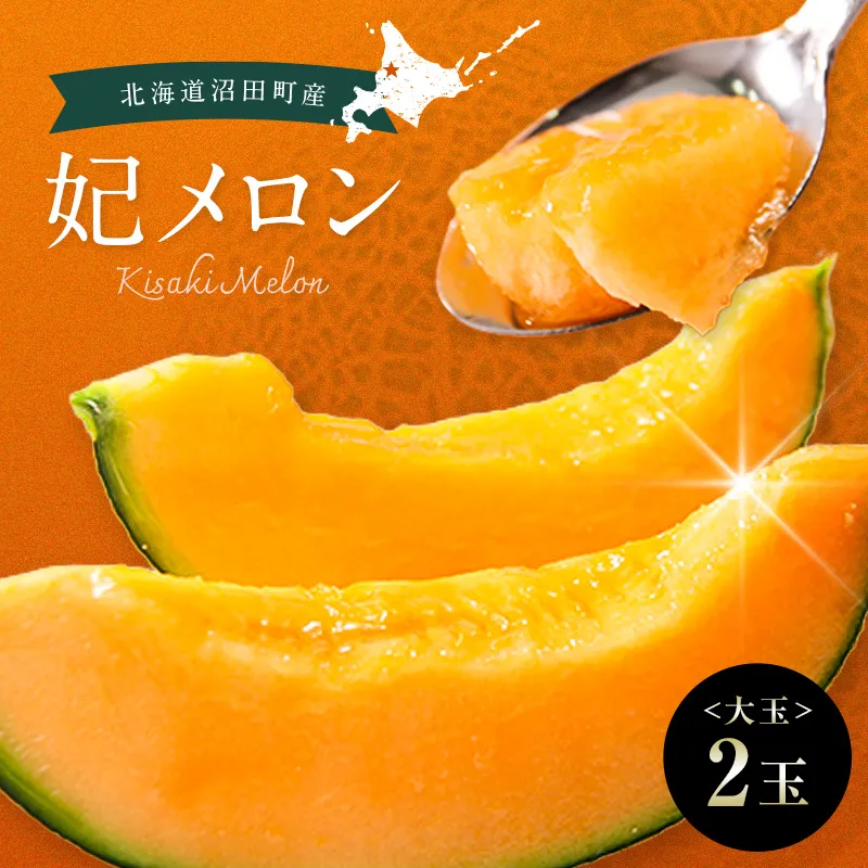 【先行予約】令和8年産 妃メロン 赤肉 大玉 2玉(令和8年7月下旬~8月中旬発送予定) 北海道 n-0189