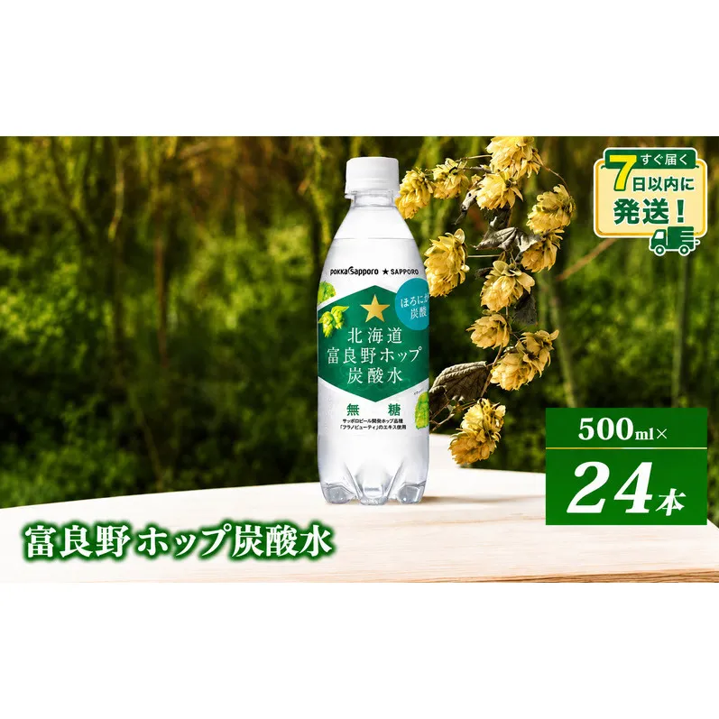 炭酸水 500ml × 24本 北海道富良野ホップ炭酸水 [7営業日以内最短発送] ポッカサッポロ 無糖 北海道富良野ホップ ペットボトル 炭酸飲料 炭酸 ソーダ ソーダ水 飲み物 飲料 ドリンク ヤマイチ 北海道 上富良野町