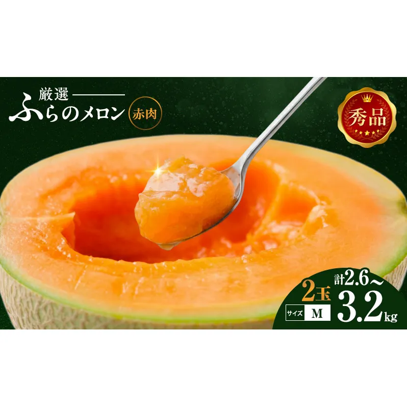 【令和8年産】ふらの 赤肉メロン 厳選 秀品 Mサイズ 1.3kg～1.6kg 2玉 セット ファーム富良野 メロン めろん 果物 くだもの フルーツ 富良野 デザート 北海道 北海道上富良野町