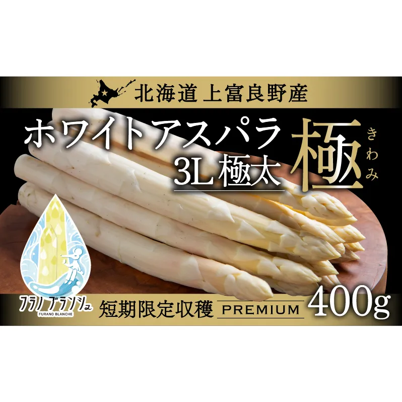 先行予約 【 2026年 発送 ！】 北海道 上富良野産 ホワイトアスパラガス 3L サイズ 400g アスパラ ホワイト アスパラガス 上富良野町 令和7年発送 野菜 やさい 