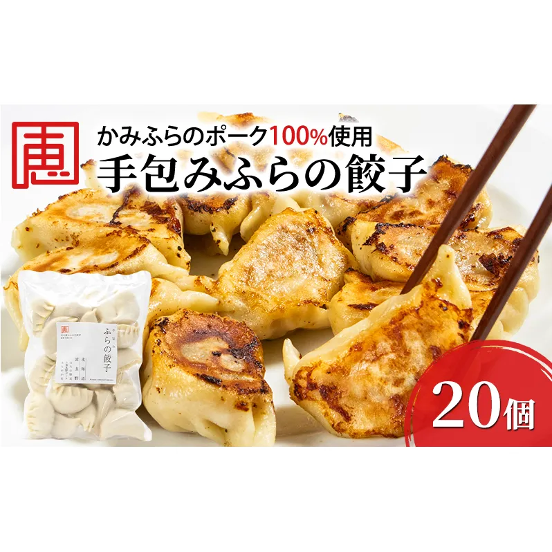 【かみふらのポーク 使用】 手包み ふらの餃子 20個入 業務用 ジャンボ サイズ 中華 冷凍 即席 食品 簡単 加工品 調理不要 おかず 手作り ふらの 北海道 上富良野町 北の恵