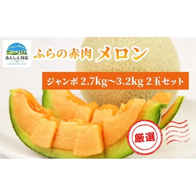 赤肉メロン 2玉 厳選 秀品 ジャンボ 富良野 北海道 各2.7kg～3.2kg 2玉 セット ファーム富良野 メロン めろん ふらのメロン 果物 くだもの フルーツ デザート 北海道上富良野町