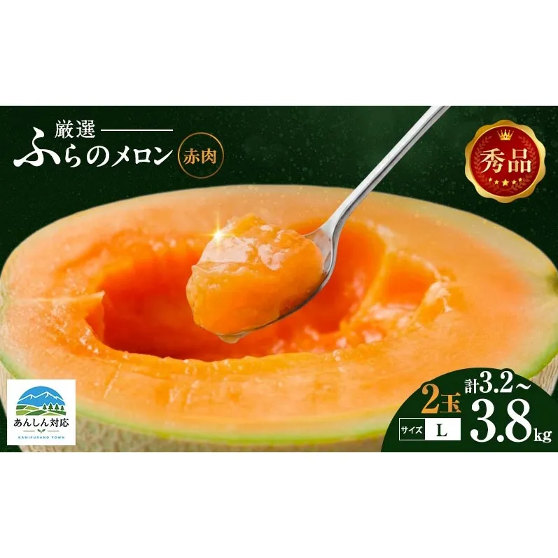 赤肉メロン 2玉 秀品 Lサイズ 富良野 北海道 各1.6kg～1.9kg 2玉 セット 富良野メロン ファーム富良野 メロン めろん 果物 くだもの フルーツ デザート 北海道 北海道上富良野町