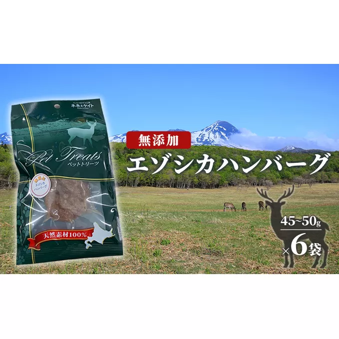 【無添加】エゾシカハンバーグ[45～50g×6袋] 北海道 南富良野町 エゾシカ 鹿肉 鹿 ハンバーグ 無添加 ペット 動物 犬 ペットフード エゾシカ肉 高たんぱく 低カロリー 鉄分豊富 常温保存 おやつ 原料にこだわり 