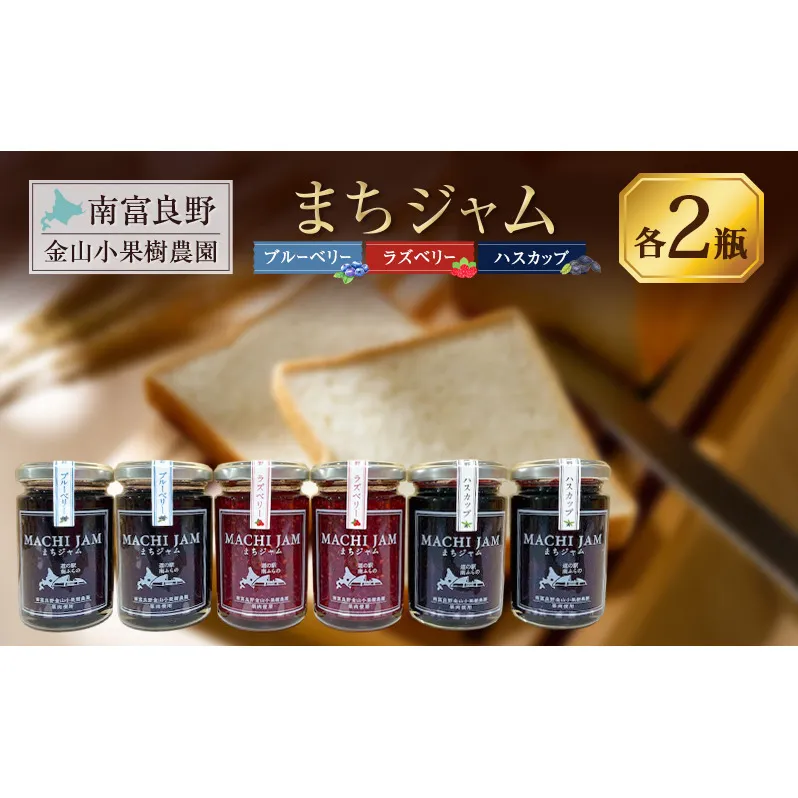 南富良野町 まちジャム 3種セット ブルーベリー ラズベリー ハスカップ 計6瓶 ( ジャム ヨーグルト トッピング 果物 くだもの フルーツ 北海道 南富良野町 ）