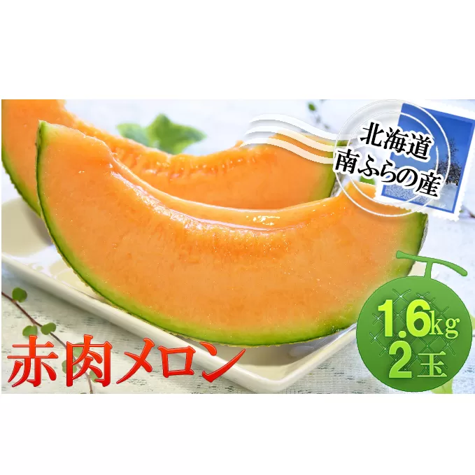 南ふらの産赤肉メロン1.6kg×2玉 北海道 南富良野町 メロン 赤肉メロン 果物 フルーツ デザート 