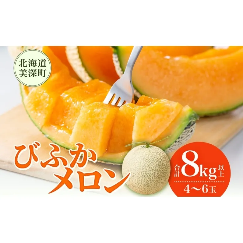 【2026年発送】びふかメロン4玉～6玉(合計8kg以上) 北海道 美深町産 赤肉 メロン 産直 高級 果肉 果汁 芳醇 香り甘い デザート フルーツ 果物 くだもの 贈り物
