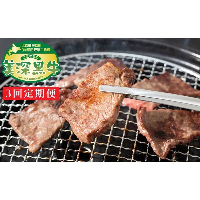 北海道産 黒牛カルビ焼肉定期便（500g×2）【こだわりの美深黒牛】 お肉 牛肉 バーベキュー 牛肉炒め物 
