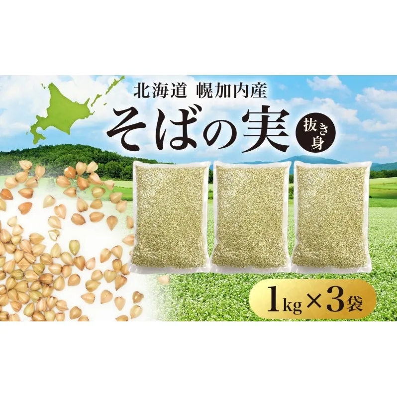北海道 そばの実 1kg×3袋 蕎麦 ソバ そば 雑穀 国産 グルテンフリー 食物繊維 ビタミン 高タンパク カテキン ミネラル スーパーフード 健康 お取り寄せ 霧立そば製粉 送料無料 