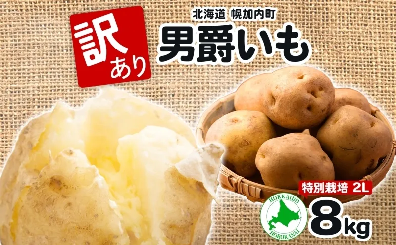 ＜2026年秋以降出荷＞ 北海道 訳あり 特別栽培 じゃがいも 男爵 2L 約8kg ジャガイモ 馬鈴薯 芋 野菜 根菜 旬 冬野菜 北海道産 国産 生 ポテト 甘い ホクホク 農作物 訳アリ 規格外 8キロ お取り寄せ 産地直送 食材