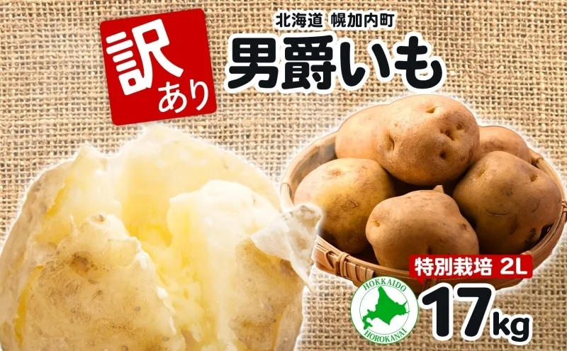 ＜2026年秋以降出荷＞ 北海道 訳あり 特別栽培 じゃがいも 男爵 2L 約17kg ジャガイモ 馬鈴薯 芋 いも イモ 旬 野菜 根菜 農作物 北海道産 国産 ホクホク 甘い 人気 お取り寄せ 産地直送 畑農場 送料無料