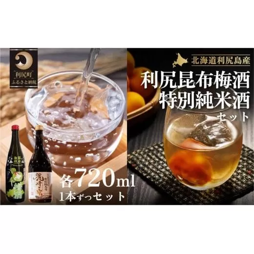 日本酒『麗峰の雫』特別純米酒720ml×1本・利尻昆布梅酒720ml×1本セット｜日本酒 特別純米酒 梅酒 ウメ 昆布 お酒 北海道 利尻 地酒 国産 国士無双