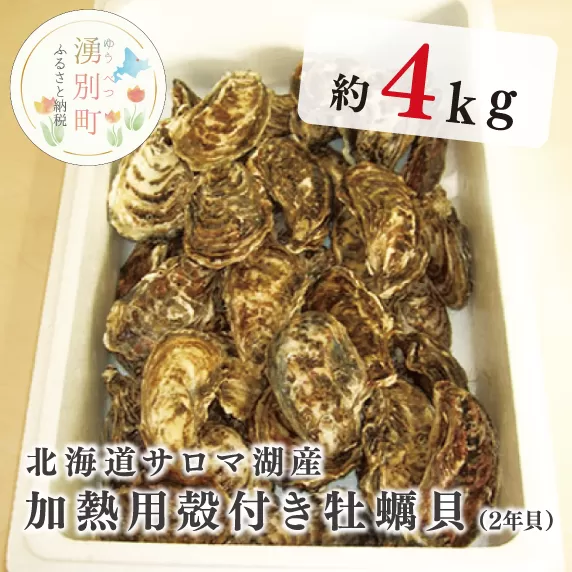 【国内消費拡大求む】北海道サロマ湖産　加熱用殻付き牡蠣貝（2年貝）4kg