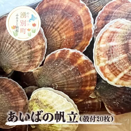 ≪先行予約2024年7月から発送≫あいばのホタテ　殻付き20枚　ほたて　帆立　貝付き　サロマ湖　冷蔵　刺身　オホーツク　おほーつく　湧別町　