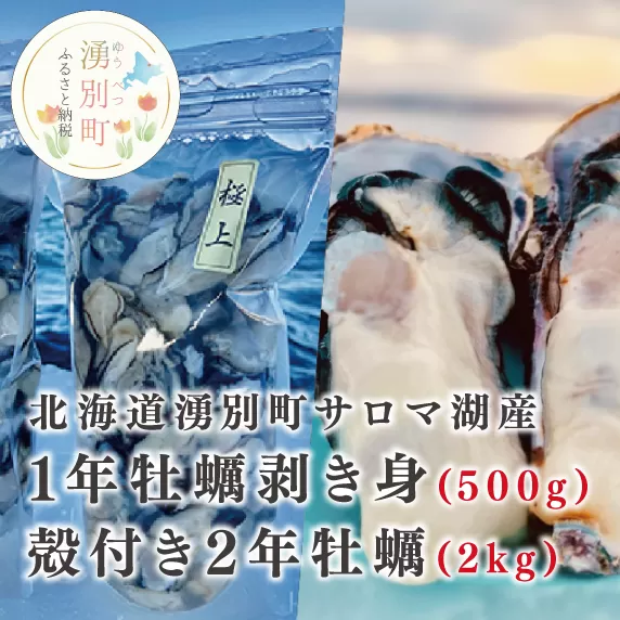 【国内消費拡大求む】≪先行予約≫北海道湧別町サロマ湖産  殻付き2年牡蠣2kgと1年牡蠣剥き身500g