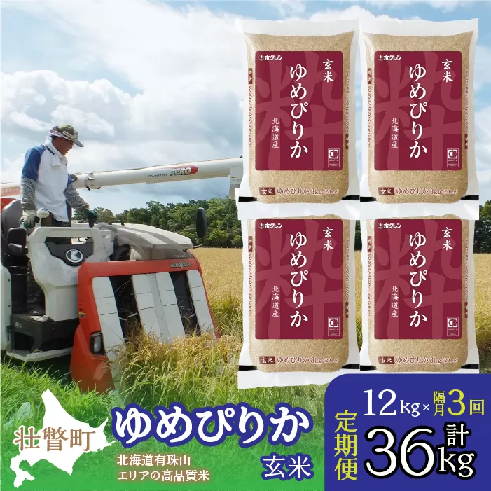 【新米】【令和7年産 隔月3回定期配送】（玄米12kg）ホクレンゆめぴりか（3kg×4袋） SBTD077