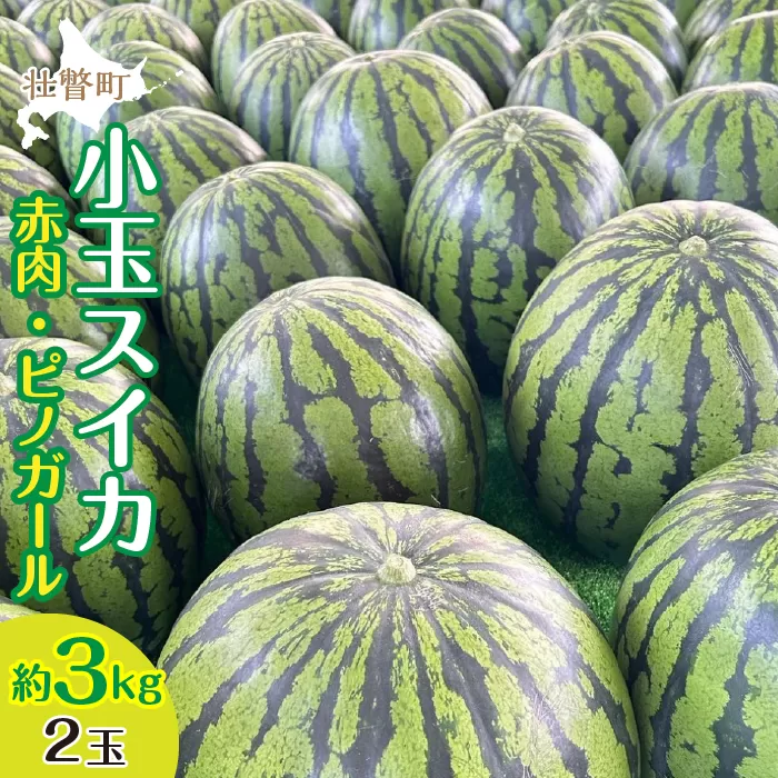 ＜2025年8月上旬より順次お届け＞北海道壮瞥産 小玉すいか（赤肉・ピノガール）2玉約3kg スイカ　 SBTN004