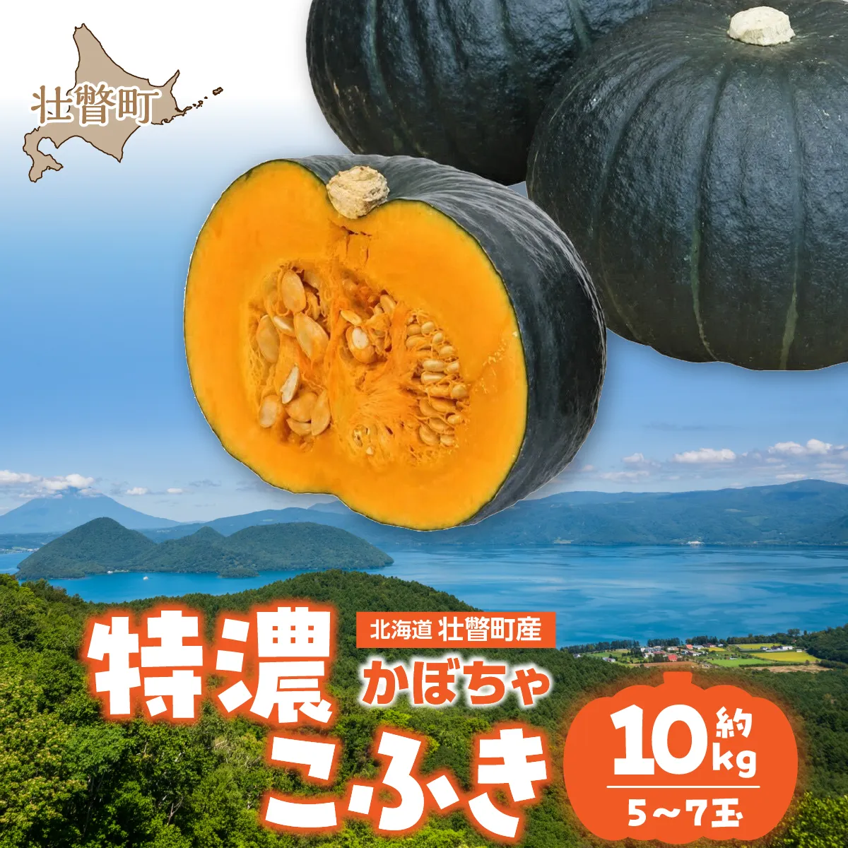〈10月上旬よりお届け〉北海道壮瞥町産 かぼちゃ 特濃こふき5〜7玉 約10kg SBTL019