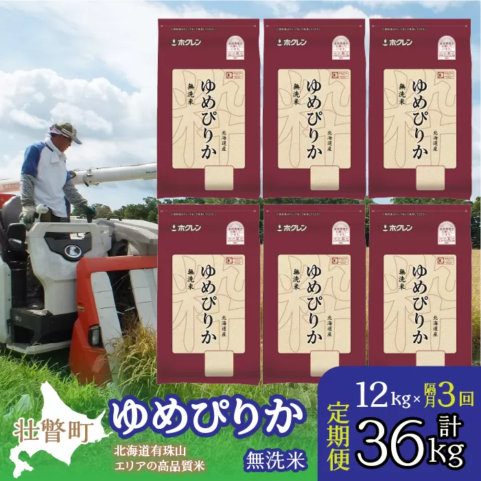 【令和6年産 隔月3回配送】（無洗米12kg）ホクレンゆめぴりか（無洗米2kg×6袋） SBTD057