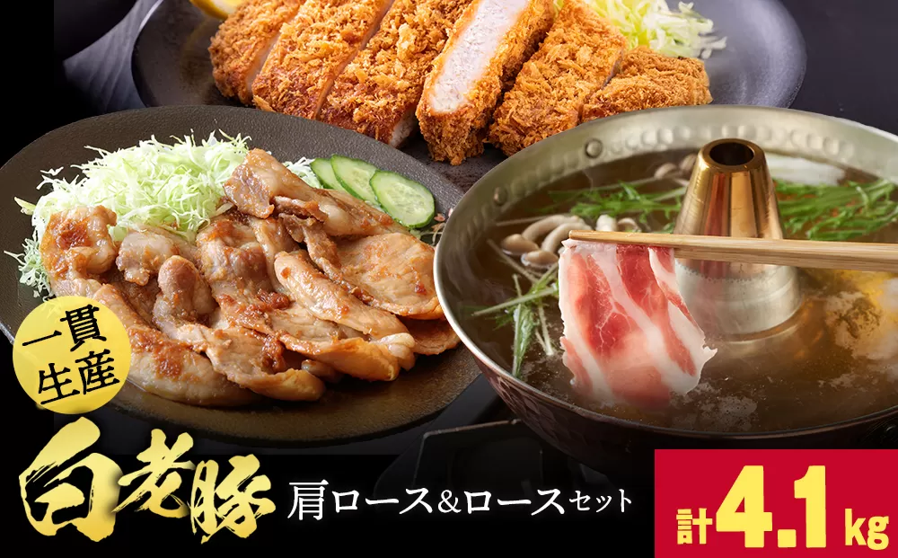 北海道産 白老豚　ロース・肩ロース・挽肉 セット 合計4.1kg BV099