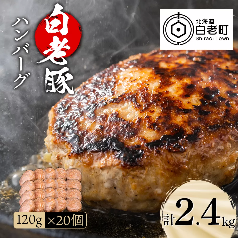 北海道産 白老豚 ハンバーグ 120ｇ×20個セット