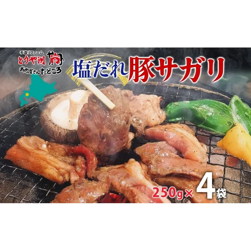 塩ダレ豚サガリ 250g×4袋 豚肉 焼肉 ヘルシー サガリ肉 酒のお供 おつまみ おかず 白米 冷凍 焼くだけ簡単 一人暮らし 真空パック お取り寄せグルメ お肉屋 たどころ 送料無料 北海道 洞爺湖町