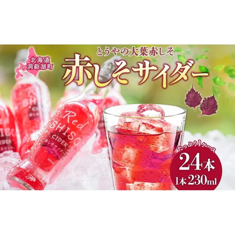 北海道 赤しそ サイダー 230ml×24本 10月末までお届け シソ しそ 大葉赤紫蘇 炭酸 さっぱり ポリフェノール 契約農家 手詰み 産地直送 ピュアフーズとうや 送料無料 飲料類 炭酸飲料 果実飲料 ジュース 