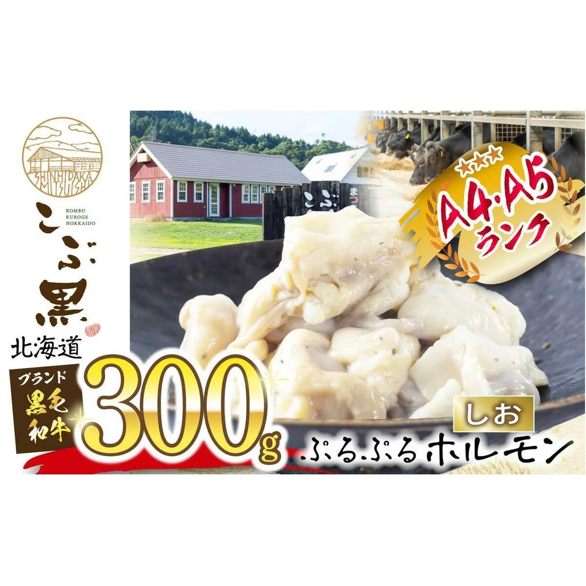 北海道産 黒毛和牛 こぶ黒 和牛 しお ホルモン 300g 