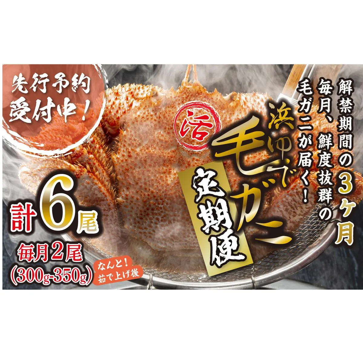 ＜ 2027年2月上旬より発送開始 ＞ 【 定期便 全 3回 】 北海道産 浜ゆで 毛ガニ 2尾 × 3回 （ 計 6尾 ） 毛蟹 毛がに かに味噌 カニ味噌 新鮮 旬 ボイル 浜茹で 海鮮 海産物 ＜ 予約受付 ＞