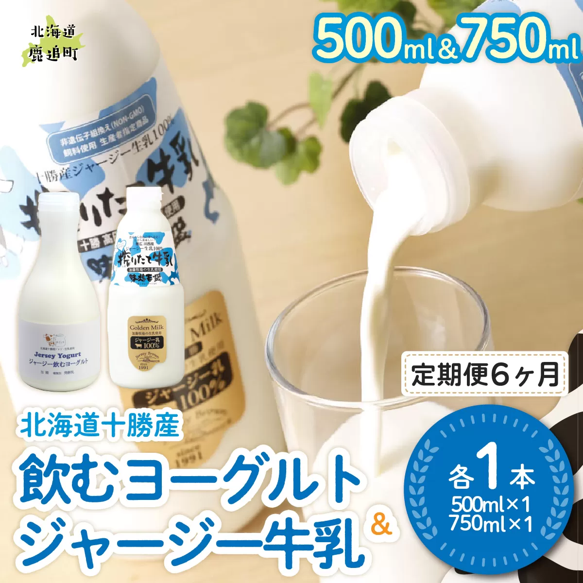 【定期6ヶ月】ジャージー飲むヨーグルト500ml ジャージー牛乳750ml 各1本 SKM064