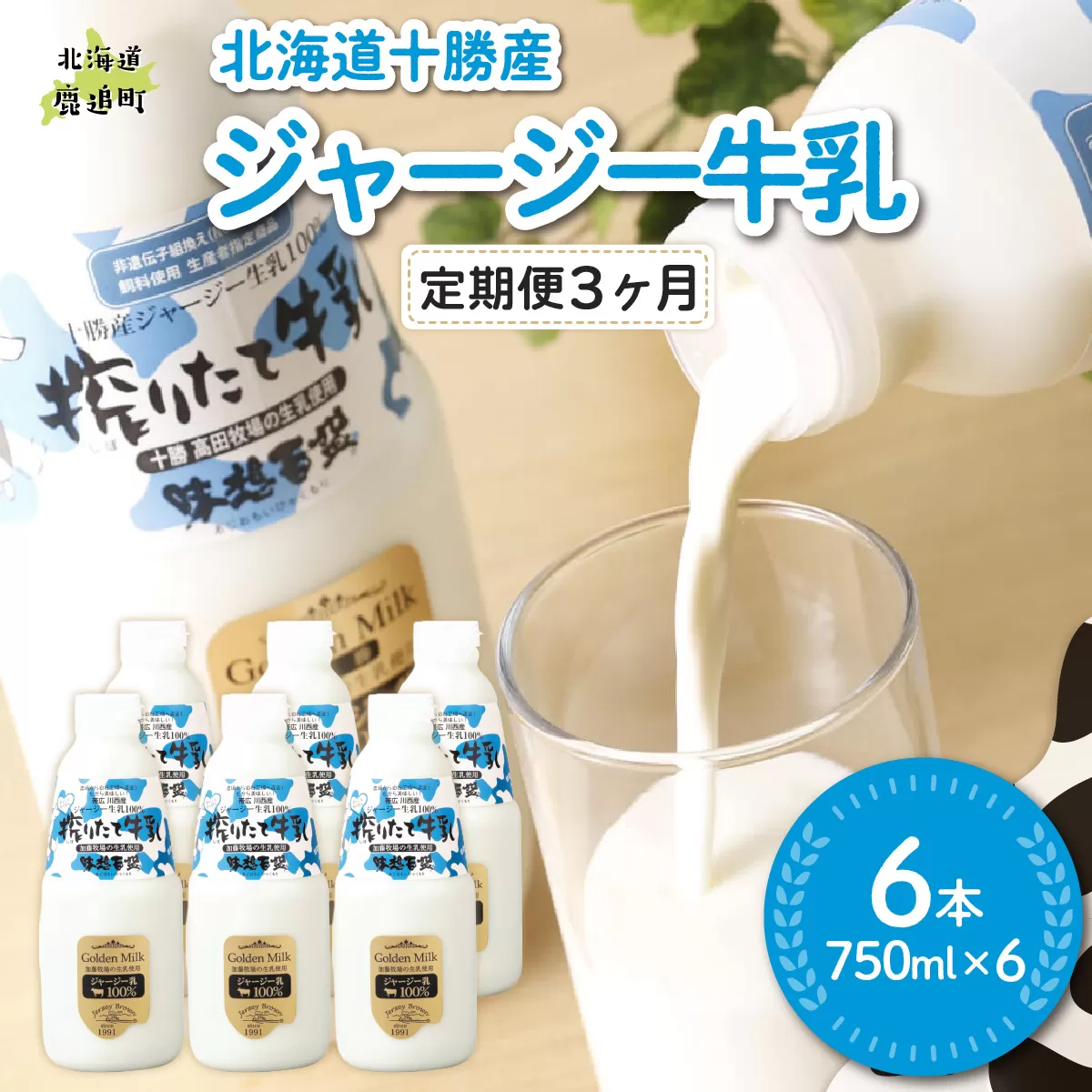 【定期3ヶ月】ジャージー牛乳 750ml ×6 SKM051