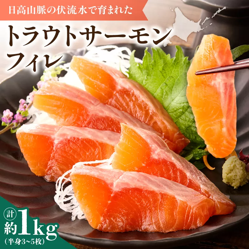トラウトサーモンフィレ 1kg(半身3~5枚) フライやムニエル、お刺身や手巻き寿司まで！活用方法いろいろ！魚 魚介類 刺身 小分け 冷凍 鮭 さけ 海鮮 トラウト サーモン_S042-0002