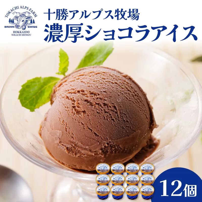 ”希少なブラウンスイス生乳使用” 十勝アルプス牧場 濃厚ショコラアイス12個セット 【アイス 濃厚 さっぱり 高たんぱく ソフトクリーム アイスセット チョコアイス ショコラアイス お中元 お歳暮 のし 熨斗 北海道 清水町】