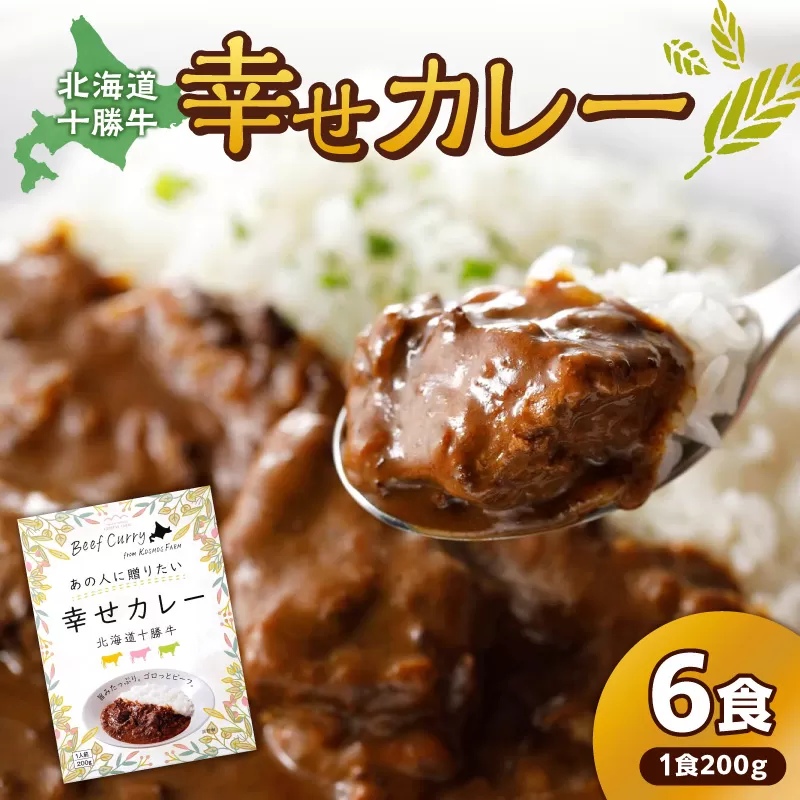 十勝清水 コスモスファーム 幸せ カレー 200g × 6食 [ ビーフカレー 国産 中辛 カレー レトルト 簡単調理 牛肉 常温 保存食 備蓄 手軽 贈り物 お取り寄せ 北海道 清水町 ]