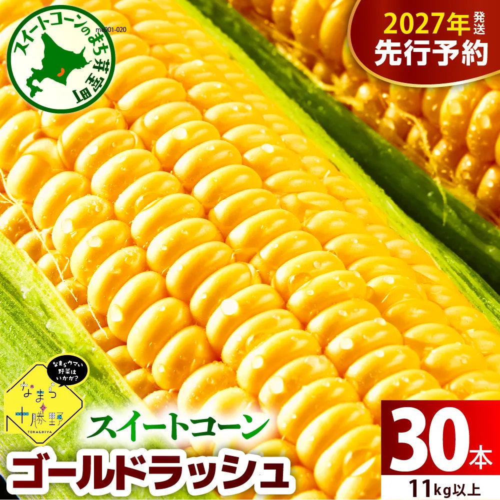 【先行受付】【2027年7月下旬～8月15日頃配送】北海道十勝芽室町 なまら十勝野のスイートコーン ゴールドラッシュ(30本) me001-011-27b／ゴールドラッシュ コーン とうもろこし 生 野菜 BBQ 送料無料 お取り寄せ