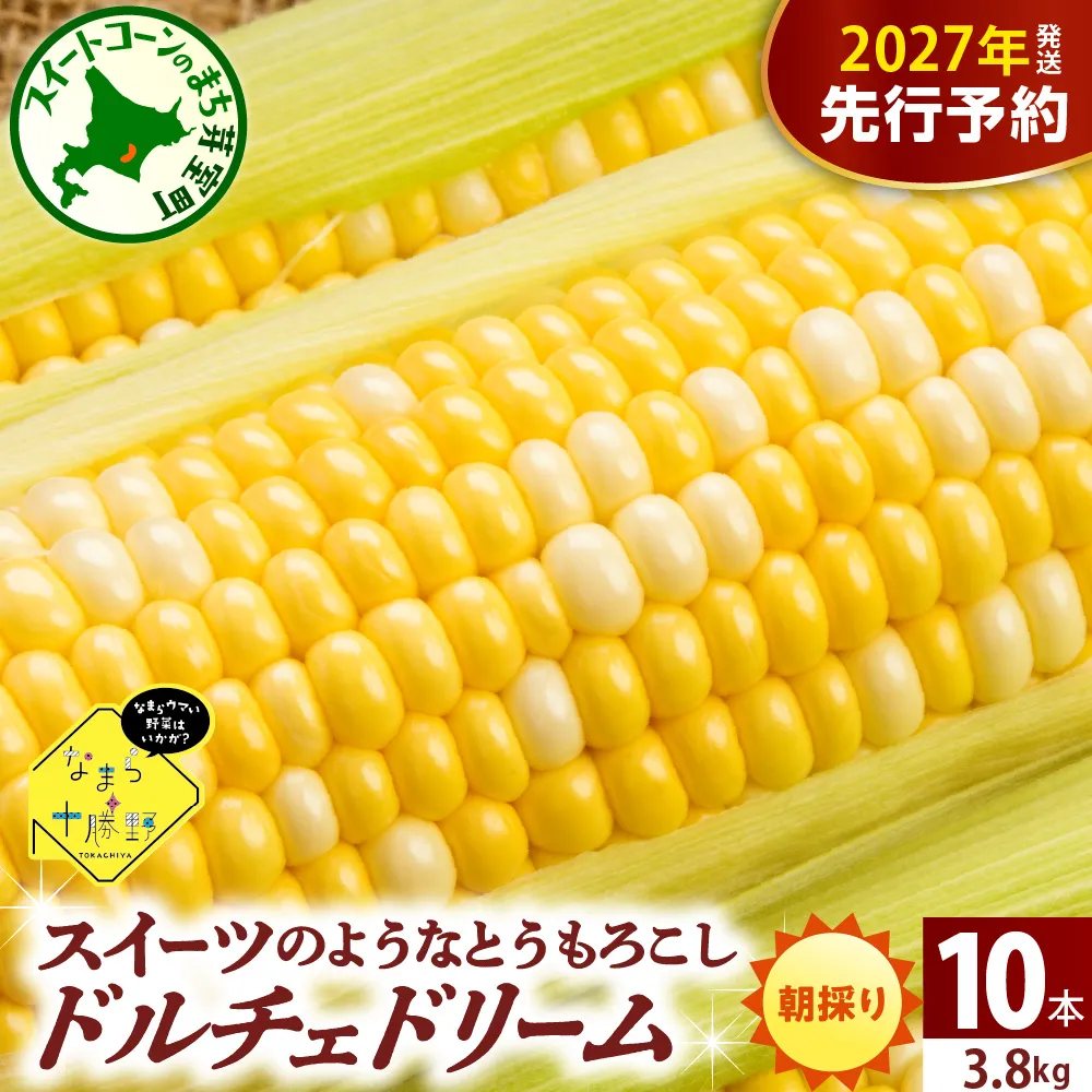 【先行受付】【2027年7月下旬～8月15日頃配送】北海道十勝芽室町 なまら十勝野　ドルチェドリーム(10本) 　me001-043-27b／スイートコーン バイカラー コーン とうきび 生 野菜 朝採り 産地直送 お取り寄せ 冷蔵便 送料無料
