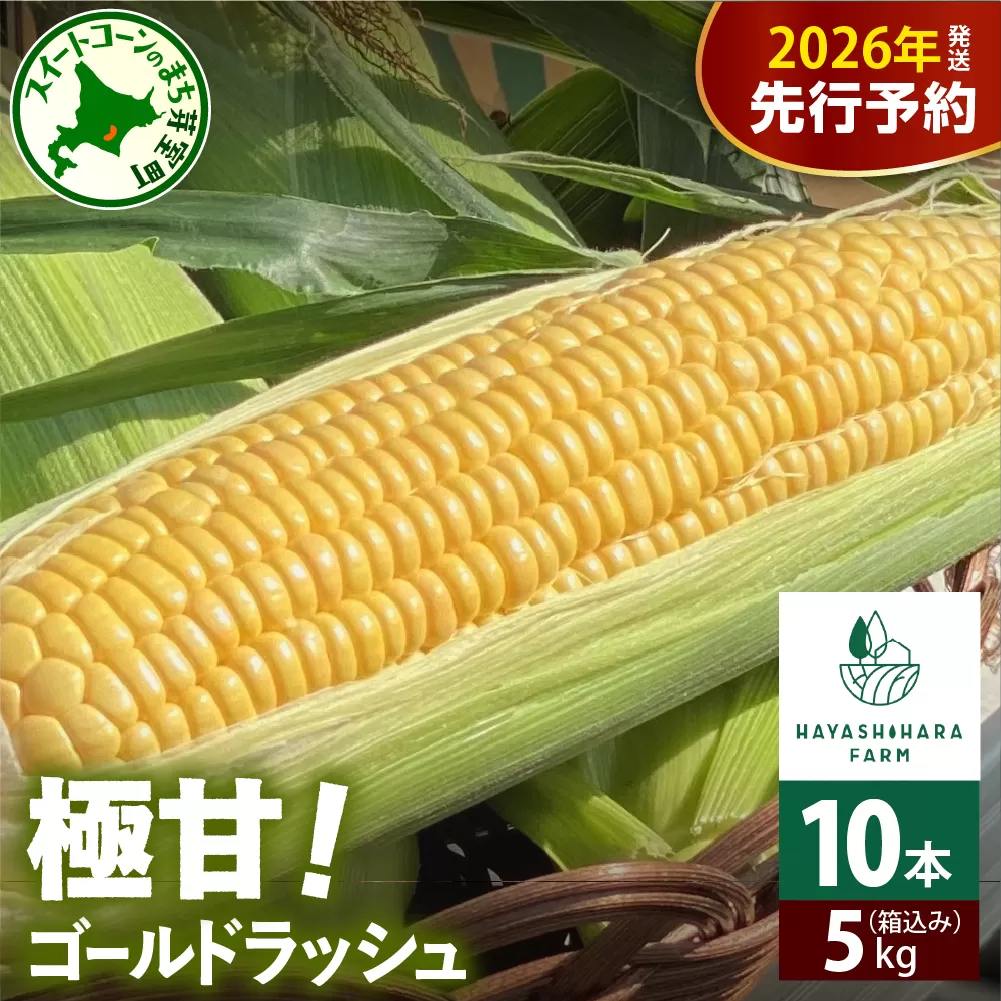 【先行受付】【2026年7月下旬～8月上旬まで配送予定】北海道十勝芽室町 極甘とうもろこし ゴールドラッシュ 10本 me028-001c-26