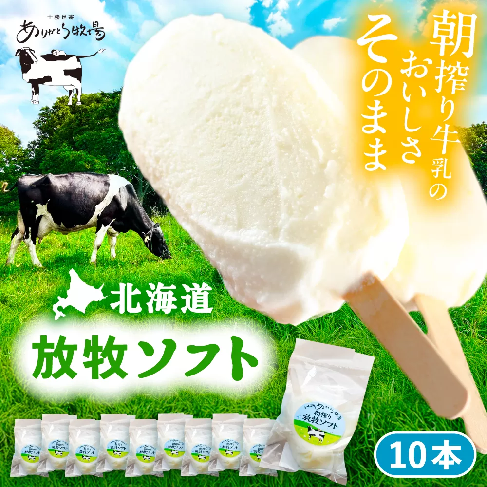 北海道 朝搾り 放牧ソフト 80ml×10本　《足寄町》【ありがとう牧場】アイス アイスクリーム ラクトアイス 牛乳 生乳 ミルク 濃厚 朝搾り 足寄町産 北海道産 道産 あしょろ [BEAH005]