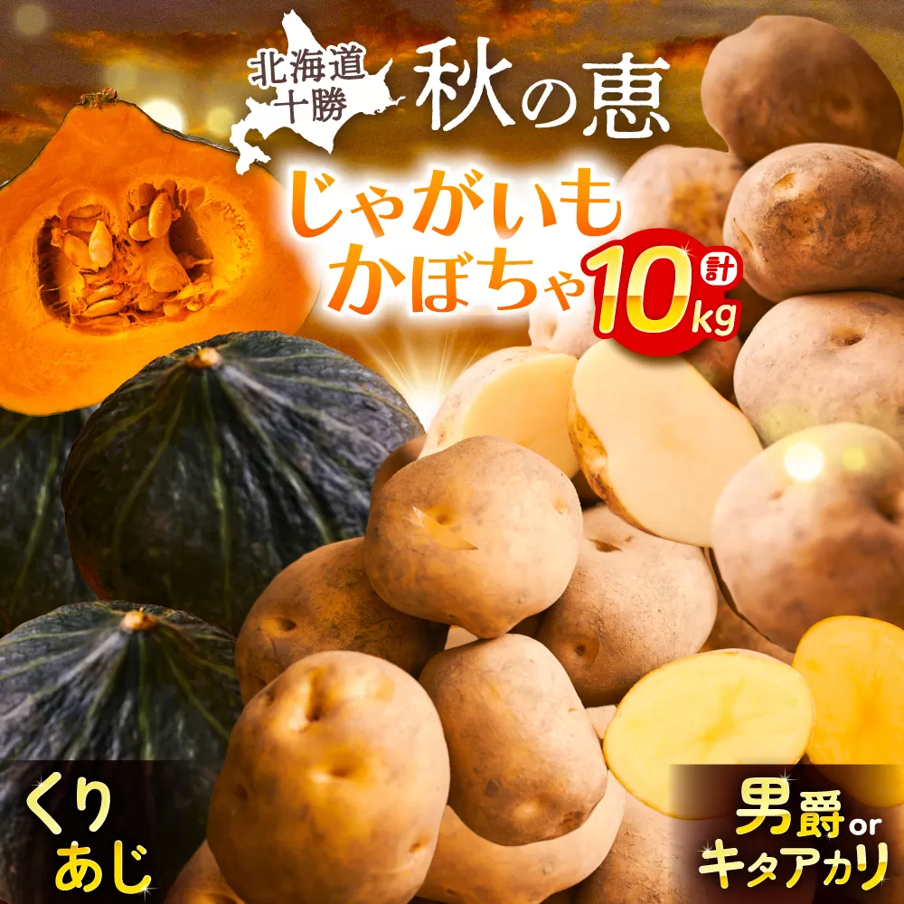 北海道産 じゃがいも＆かぼちゃ 計10kg（じゃがいも6-7kg・かぼちゃ3-4kg）《足寄町》【党崎農場】ジャガイモ じゃがいも 食べ比べ かぼちゃ 野菜 ポテト 芋 イモ いも ハロウィン あしょろ 北海道[BEAA009]