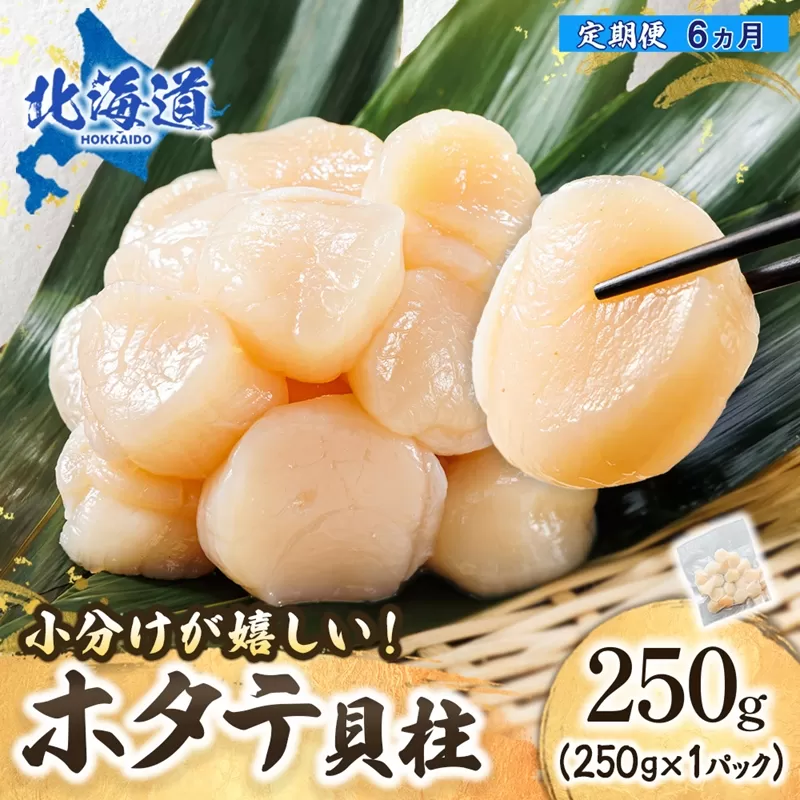 【定期便 6ヶ月連続】北海道産 ホタテ貝柱 （約250g×1コ） 帆立 ホタテ ほたて 貝柱 冷凍 刺身 刺し身 小分け ホタテ貝柱 刺身ホタテ 刺身 冷凍 セット 産地直送 魚介類 海鮮 絶品 人気 ヒロセ 定期便 6回 6か月 海鮮定期便 北海道 釧路町 釧路超 特産品 br04
