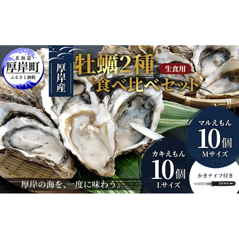 北海道 厚岸産 殻付牡蠣の食べ比べセット！（生食用）  牡蠣 カキ かき 生食 生食用 生牡蠣  食べ比べ 魚貝類