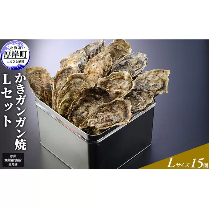 【厚岸漁協直売店特製】 かきガンガン焼 Lセット 15個 北海道 牡蠣 カキ かき  生牡蠣 殻付  魚介類 マルえもん